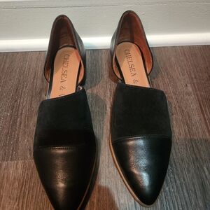 Chelsea & Violet Black Leather Flats